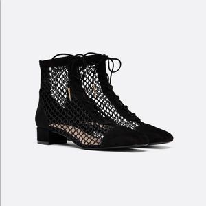 Dior Naughtily Black Lace Up Booties Shoes
